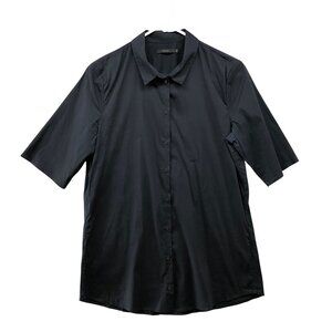 COS Short Sleeve Shirt Mens M EU 40 Navy Blue Button Up Lightweight Cotton